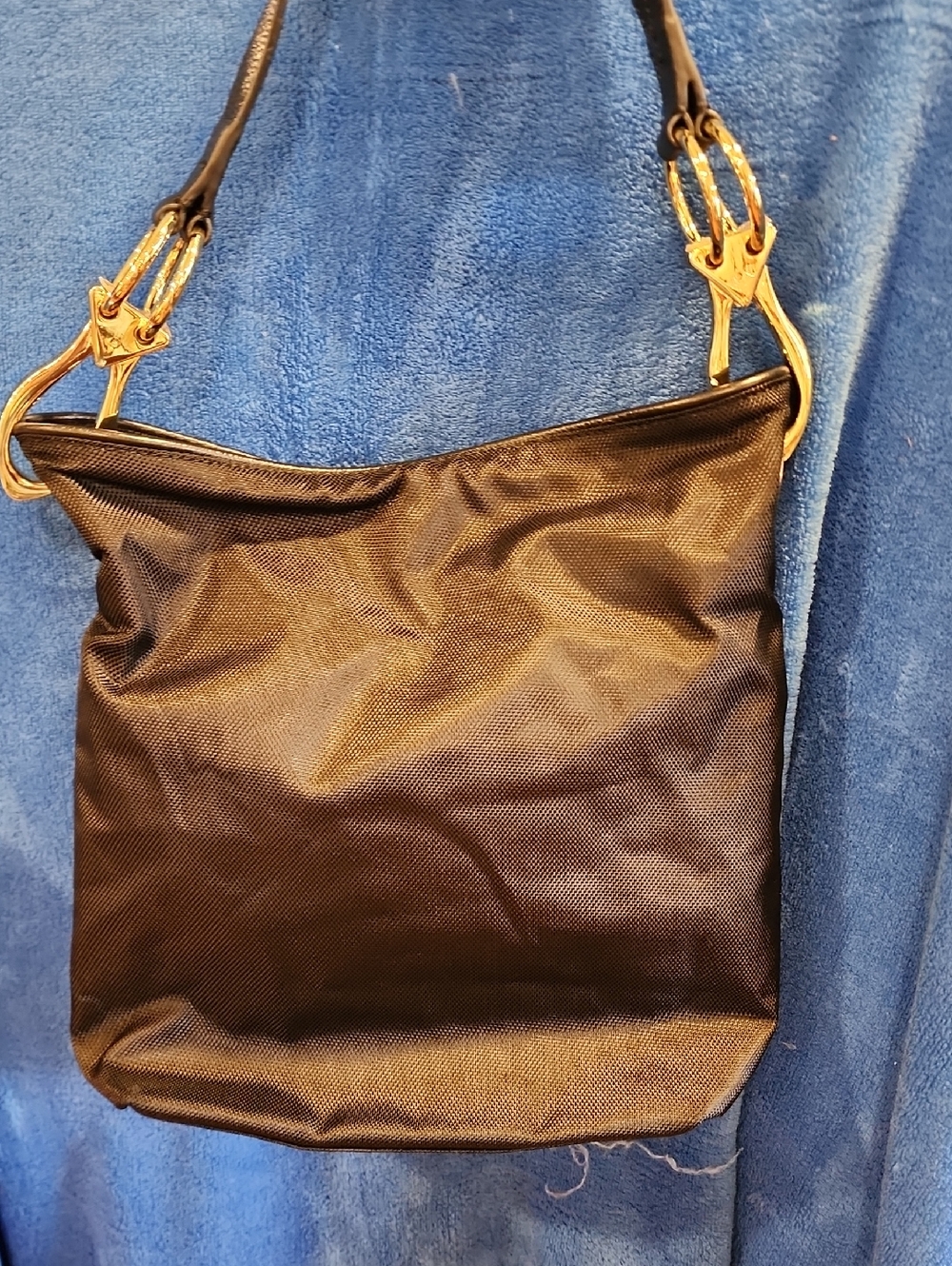 Jean Pierre Klifa Paris Classic Black Shoulder Bag with Chunky Gold Hardware